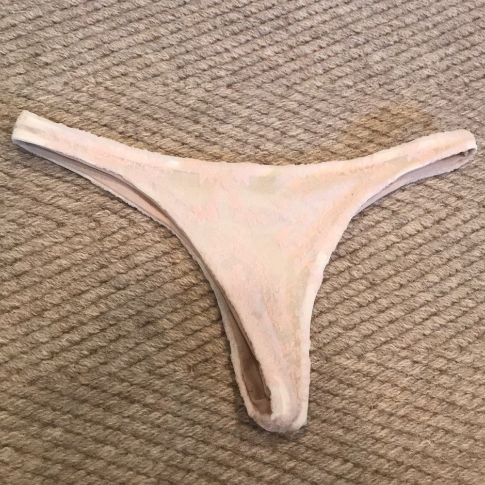 Lolli Swim Mesh Velvet Thong Bikini Bottoms